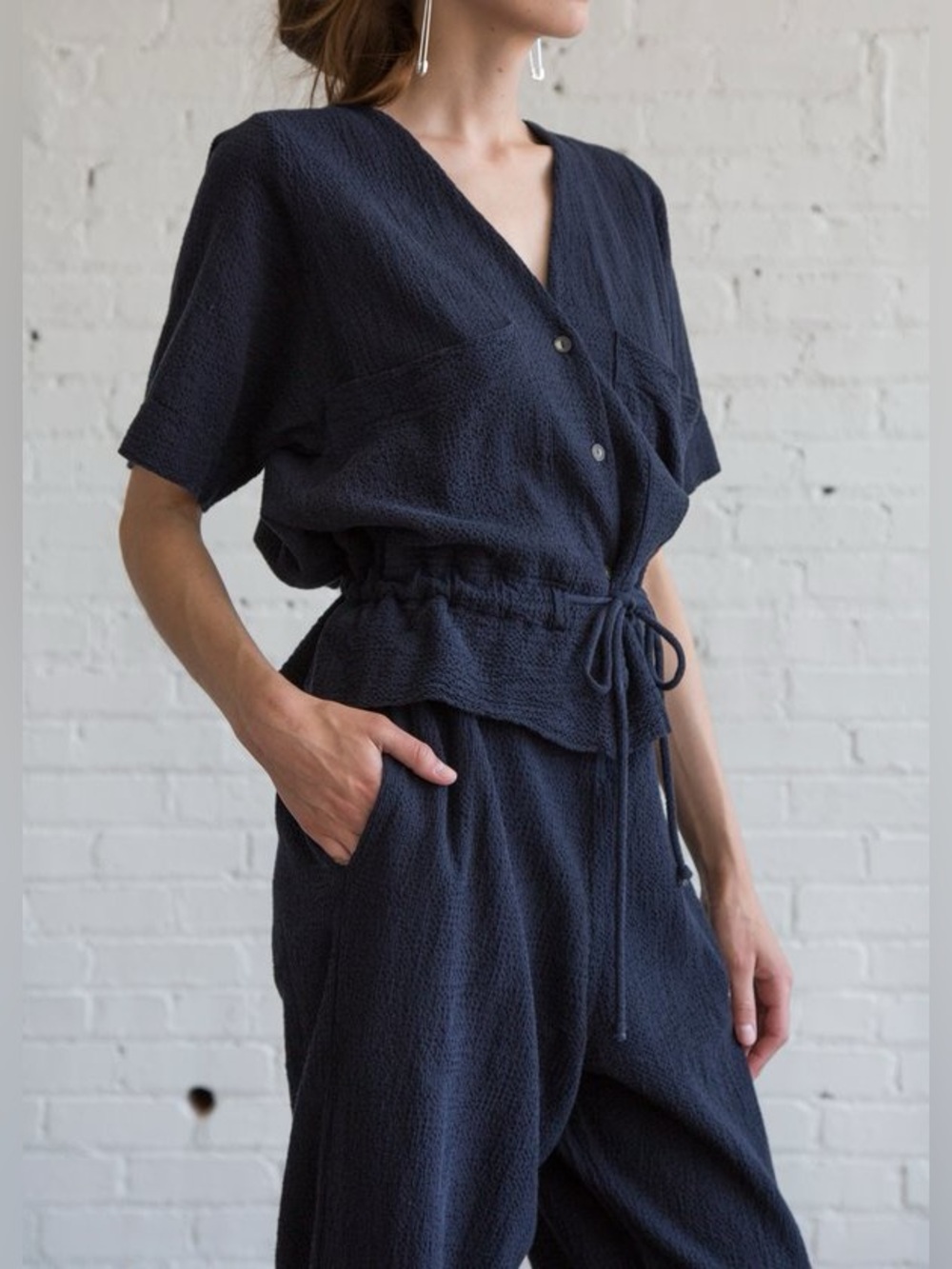 Black Crane Short Sleeve Sack Jumper - Navy - Picture 3 of 11